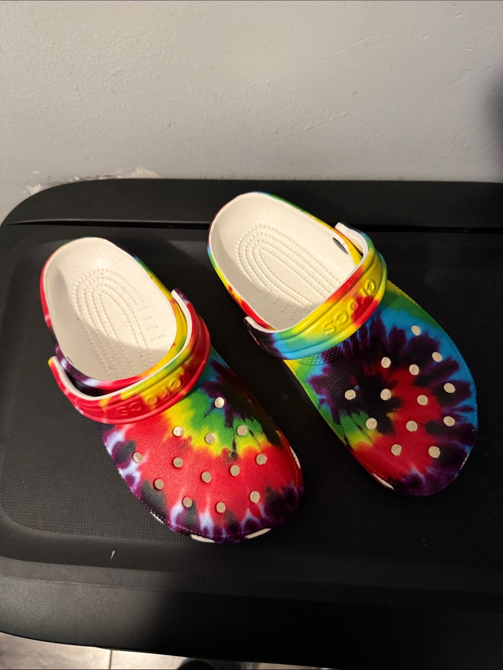 CROCS Kids Tie-Dye Clogs in Red, Yellow, Green, Blue, Purple